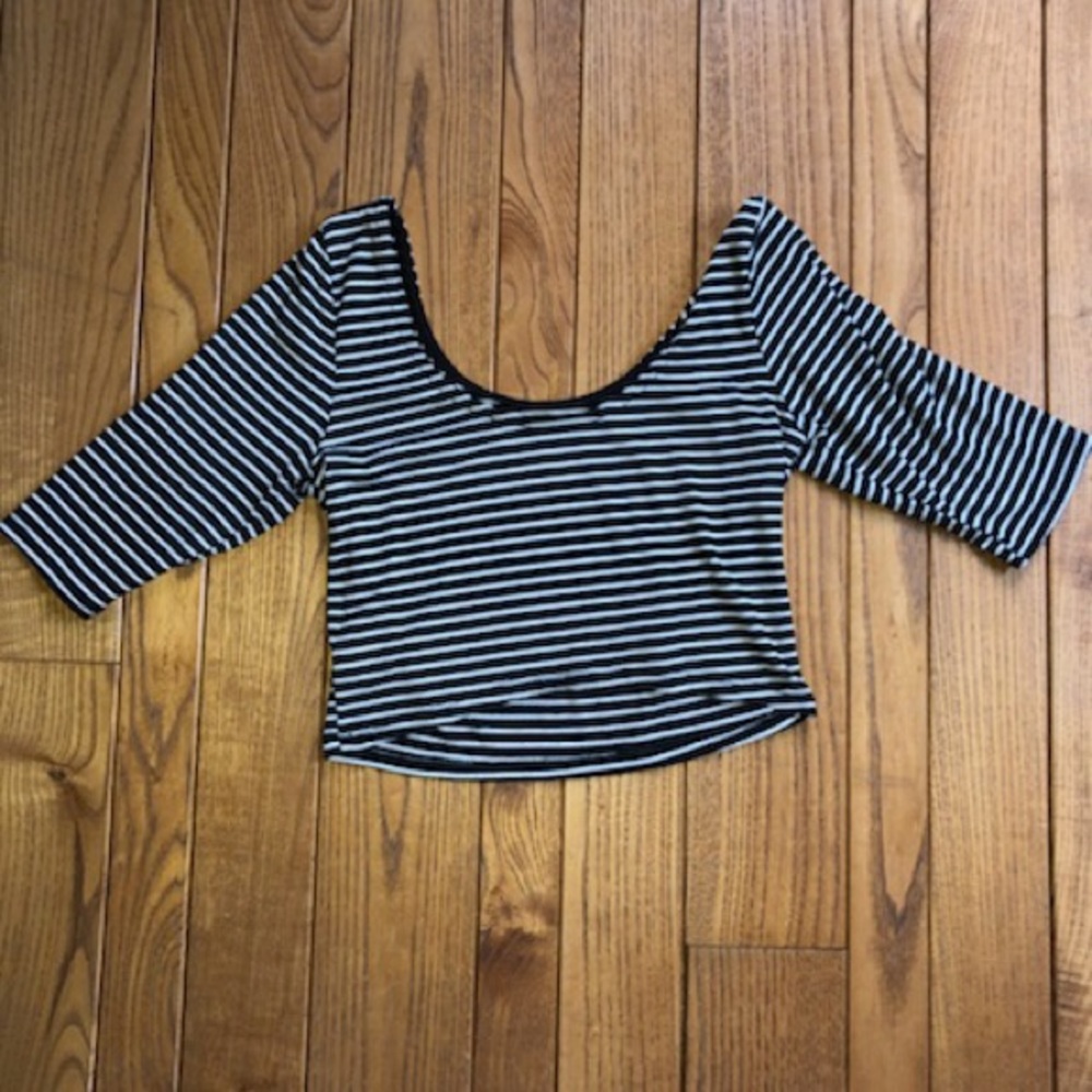 Black and white striped cropped top